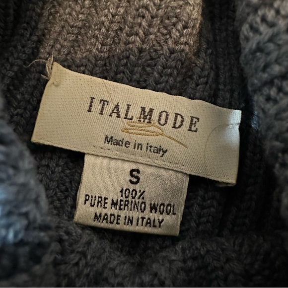 Italmode Made in Italy Ribbed Merino Wool Turtleneck Sweater, Black, Size Small - Picture 9 of 10